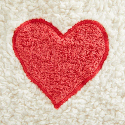 Detail shot of red embroidered heart