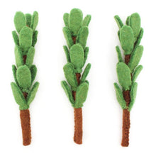 3 felted sprigs of rosemary on a white background