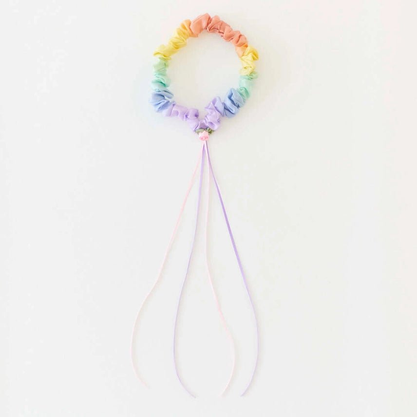 pastel rainbow garland on a white background
