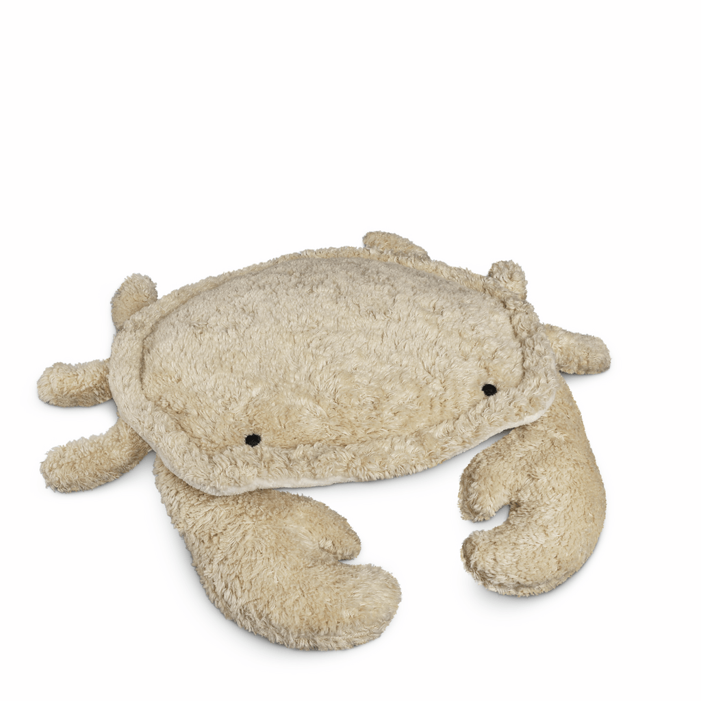 Plush crab toy on a white background