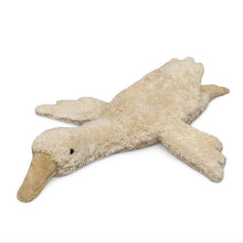 Linen colored goose plush toy on a white background
