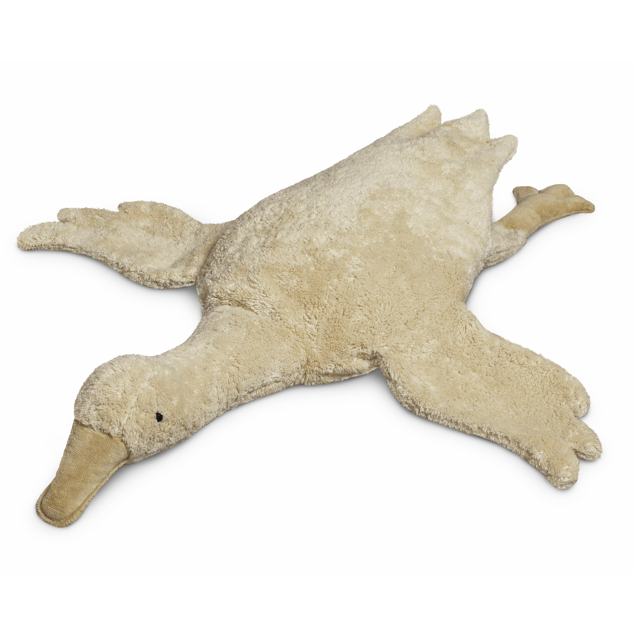 Linen-colored stuffed goose on a white background