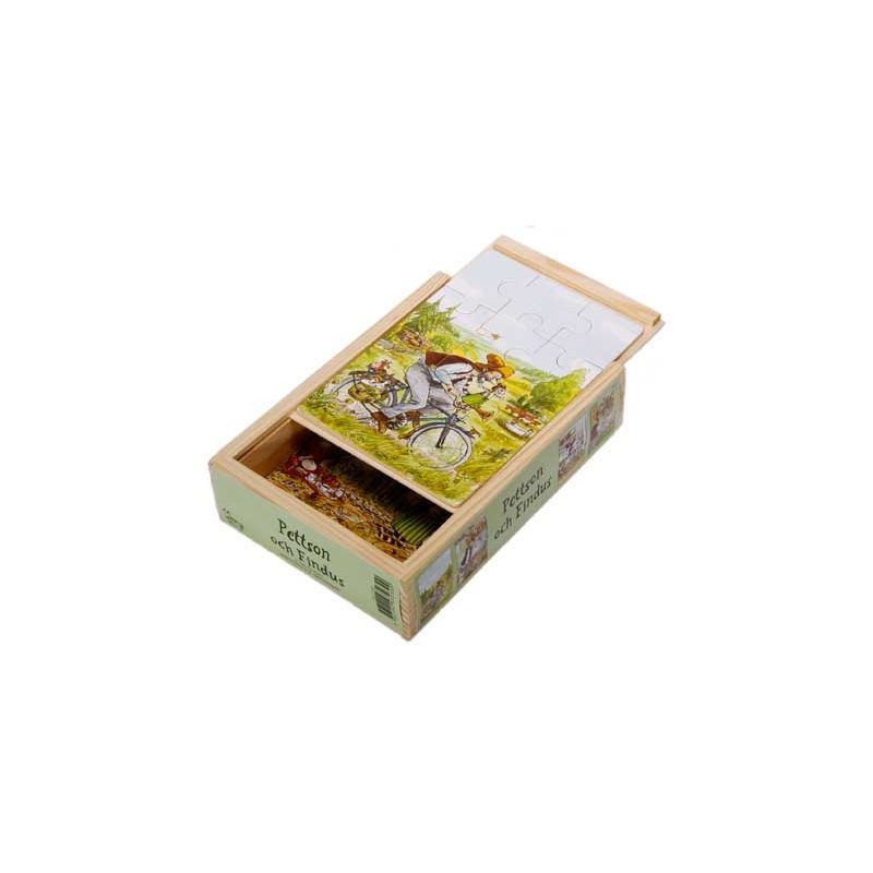 Set of 4 Pettson & Findus Puzzles in Box - wood for open-ended play - Title: Default Title