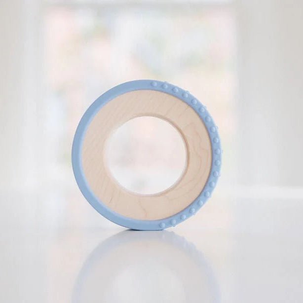 Silicone wrapped teether in Periwinkle