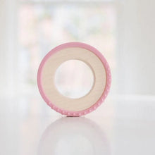 Silicone wrapped wooden teether in Rose