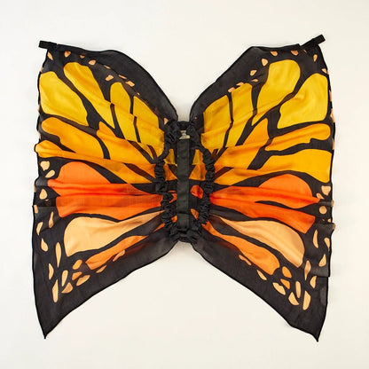 Set of silk monarch butterfly wings on a white background