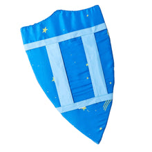 Back of silk shield with starry night pattern