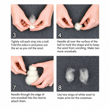 Photo instructions on how to make a felted snowman