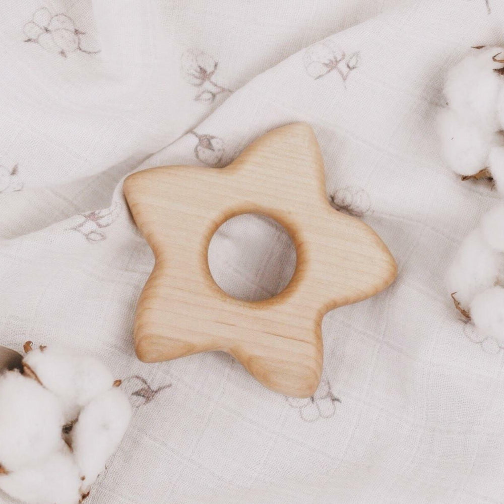 Tateplota Handmade Wooden Teether "Flower" - wood, natural Baby Toys for open-ended play - Title: Default Title