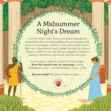 Illustrated scene from 'A Midsummer Night's Dream' with characters and classical architecture.