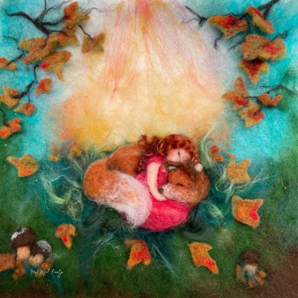 Toverlux Lamp Silhouette - Autumn Snooze (Het Wol Feetje) - wood, wool, felt Lamp Accessories for open-ended play - Title:...