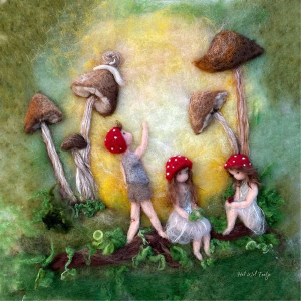 Toverlux Lamp Silhouette - Children of the Forest (Het Wol Feetje) - wood, wool, natural, felt Lamp Accessories for open-e...