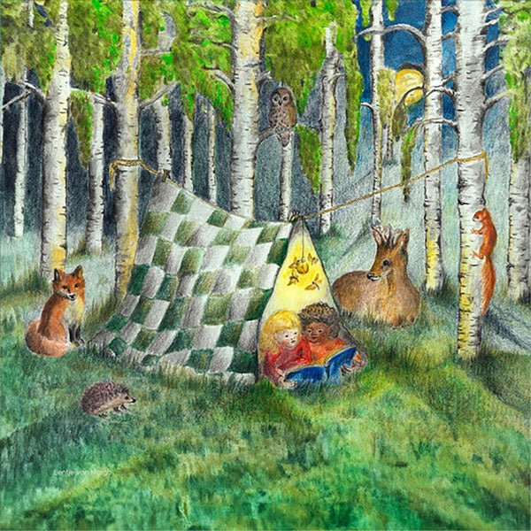 Toverlux Lamp Silhouette - Forest Whispers (Eentje van Margo) - wood, felt Lamp Accessories for open-ended play - Title: D...