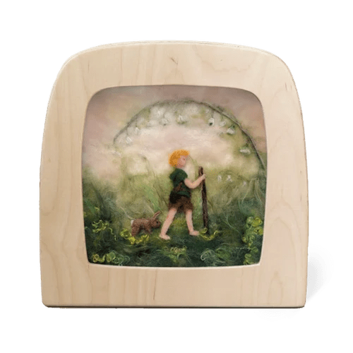 Silhouette of a young child adventuring through nature