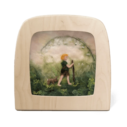 Silhouette of a young child adventuring through nature