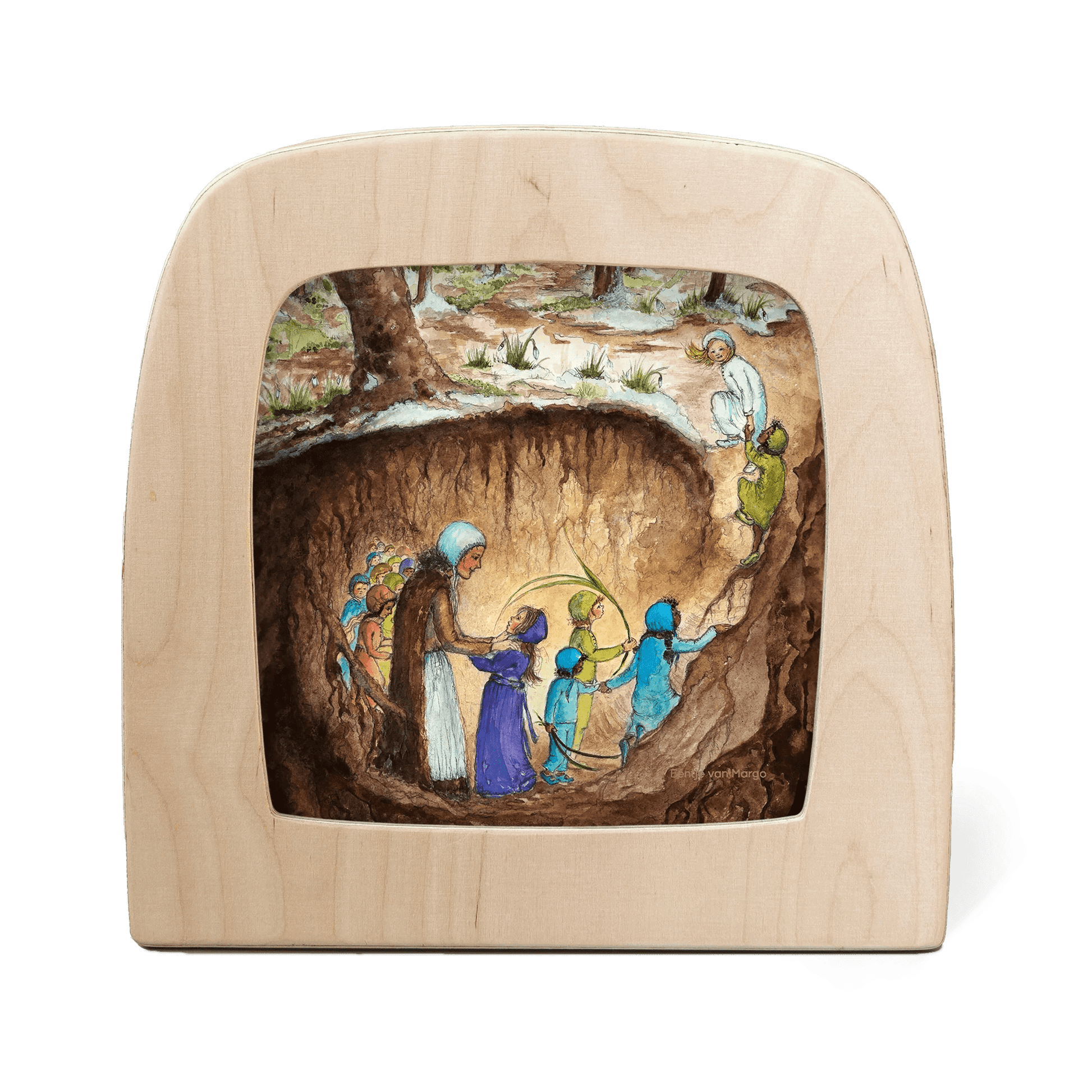 Silhouette of the Root Children leaving their underground home at the start of Spring