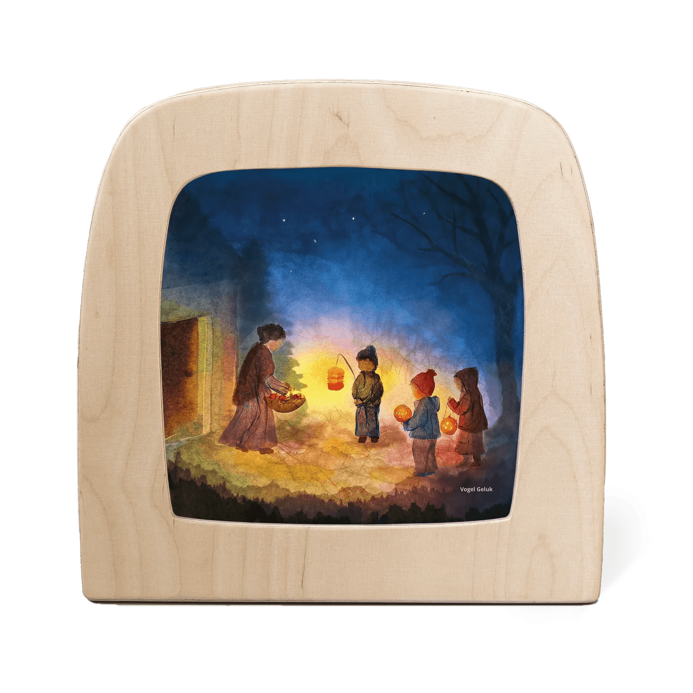 Silhouette of children holding lanterns for Saint Martins Day.