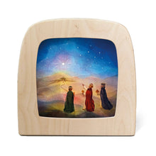 Toverlux silhouette featuring a colorful painted illustration of three wise men under a starry night sky, set against a plain white background.