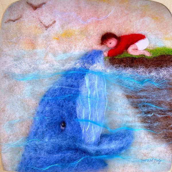 Toverlux Lamp Silhouette - Whale Friend (Het Wol Feetje) - wool, natural, felt Lamp Accessories for open-ended play - Titl...