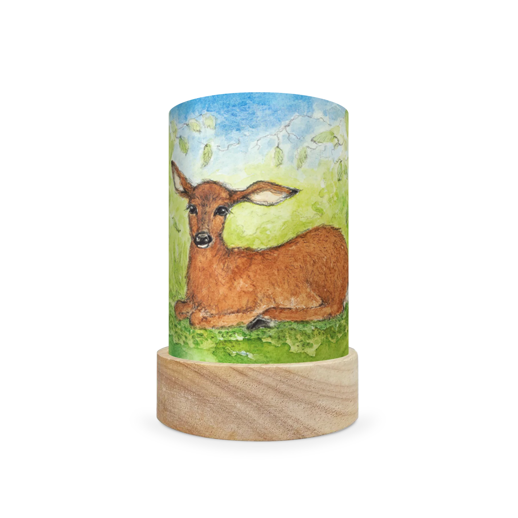 Mini lantern with a drawing of a deer