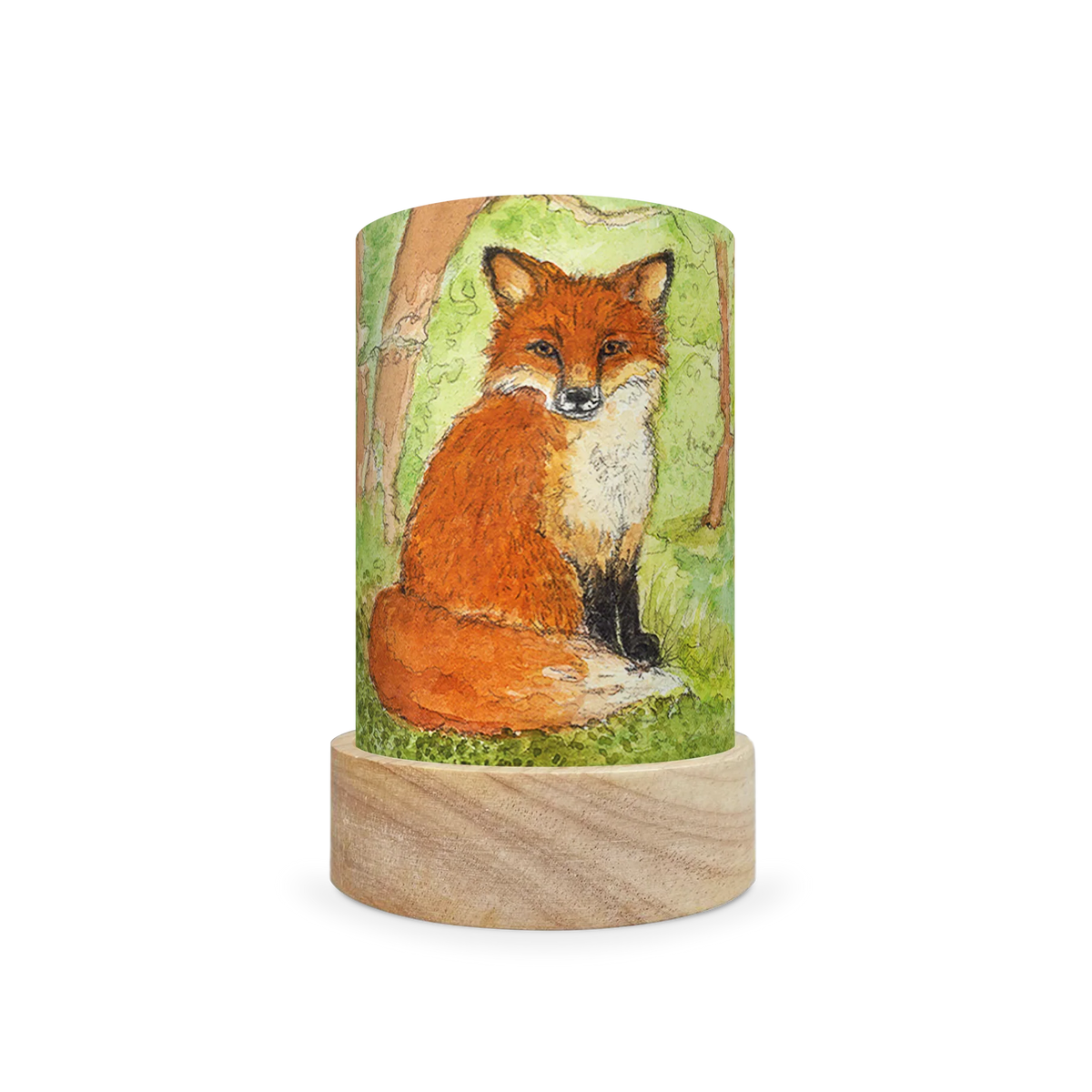 Mini lantern with a drawing of a fox