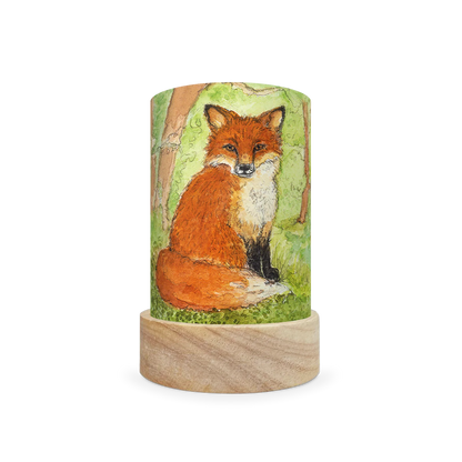 Mini lantern with a drawing of a fox