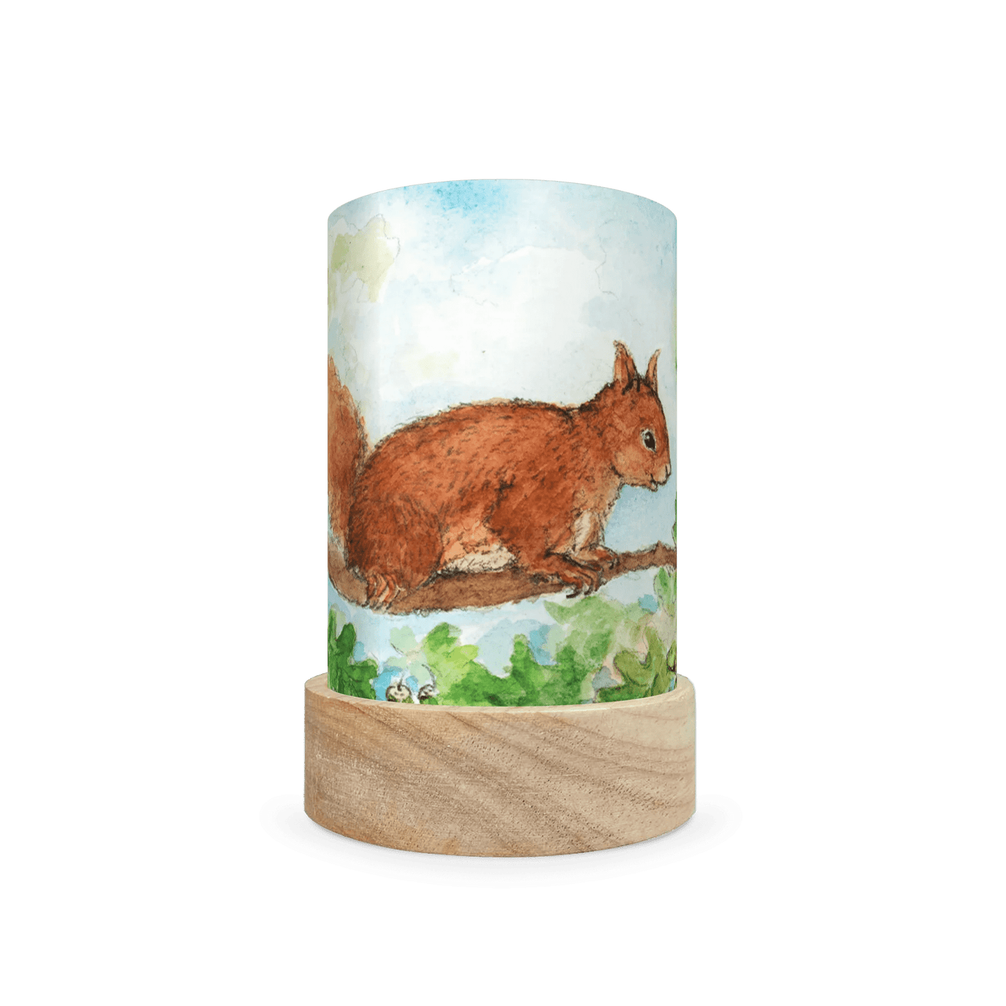 Mini lantern with a drawing of a squirrel