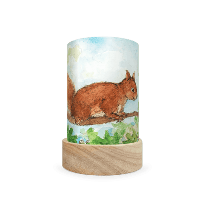 Mini lantern with a drawing of a squirrel