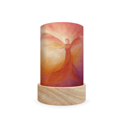 Decorative lamp with angel design on a white background