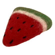 Felt watermelon slice on a white background
