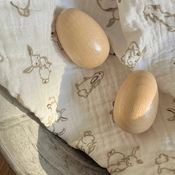 Wooden Egg Shakers (1 pair) - wood, natural Percussion Instruments for open-ended play - Title: Default Title