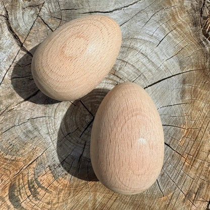 Wooden Egg Shakers - Unfinished (1 pair) - wood, natural Percussion Instruments for open-ended play - Title: Default Title