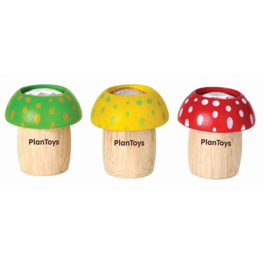 Wooden Mushroom Kaleidoscope - Plan Toys - wood, rubber Play Food for open-ended play - Color: green