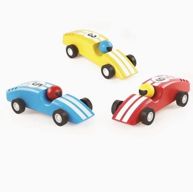 Wooden Racing Cars - Pin Toys - wood, natural, rubber Wooden Toys for open-ended play - Color: yellow-2