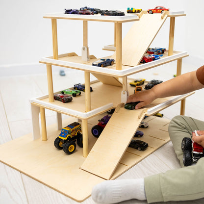 Wooden Toy Parking Garage with Elevator