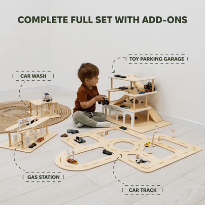 Wooden Toy Parking Garage with Elevator