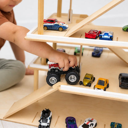Wooden Toy Parking Garage with Elevator