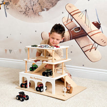 Wooden Toy Parking Garage with Elevator