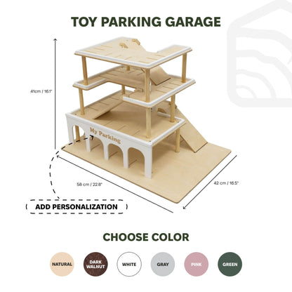 Wooden Toy Parking Garage with Elevator