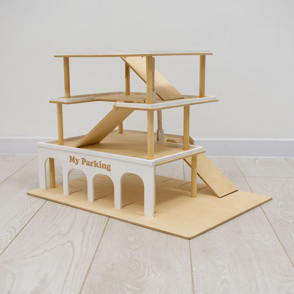 Wooden Toy Parking Garage with Elevator