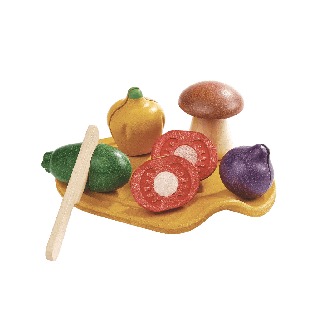 Wooden Vegetable Play Set - Plan Toys - wood, rubber Play Food for open-ended play - Title: Default Title