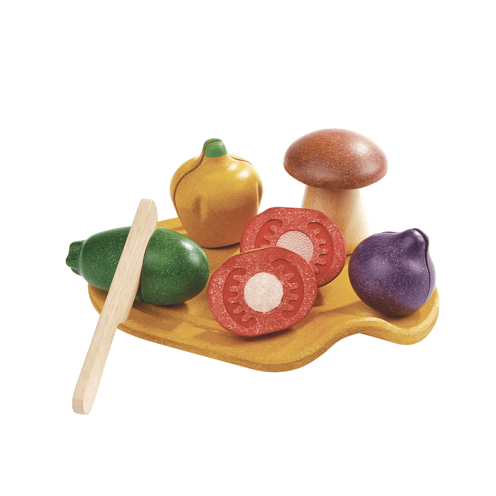 Wooden Vegetable Play Set - Plan Toys - wood, rubber Play Food for open-ended play - Title: Default Title