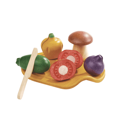 Wooden Vegetable Play Set - Plan Toys - wood, rubber Play Food for open-ended play - Title: Default Title
