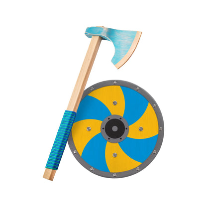 Wooden Viking Axe and Shield Set by Woodsy