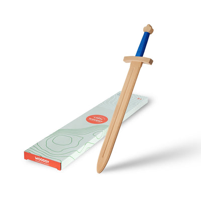 Woodsy Big Double Edged Sword with Curved Cross Guard - wood Wooden Toys for open-ended play - Title: Default Title