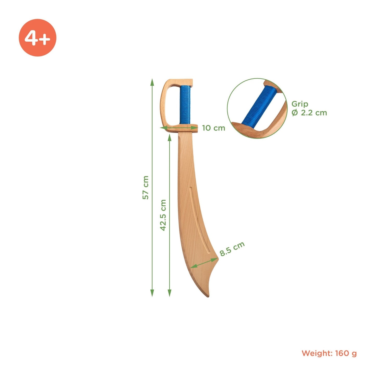 Woodsy Pirate Sword with Eye Patch - wood Wooden Toys for open-ended play - Title: Default Title