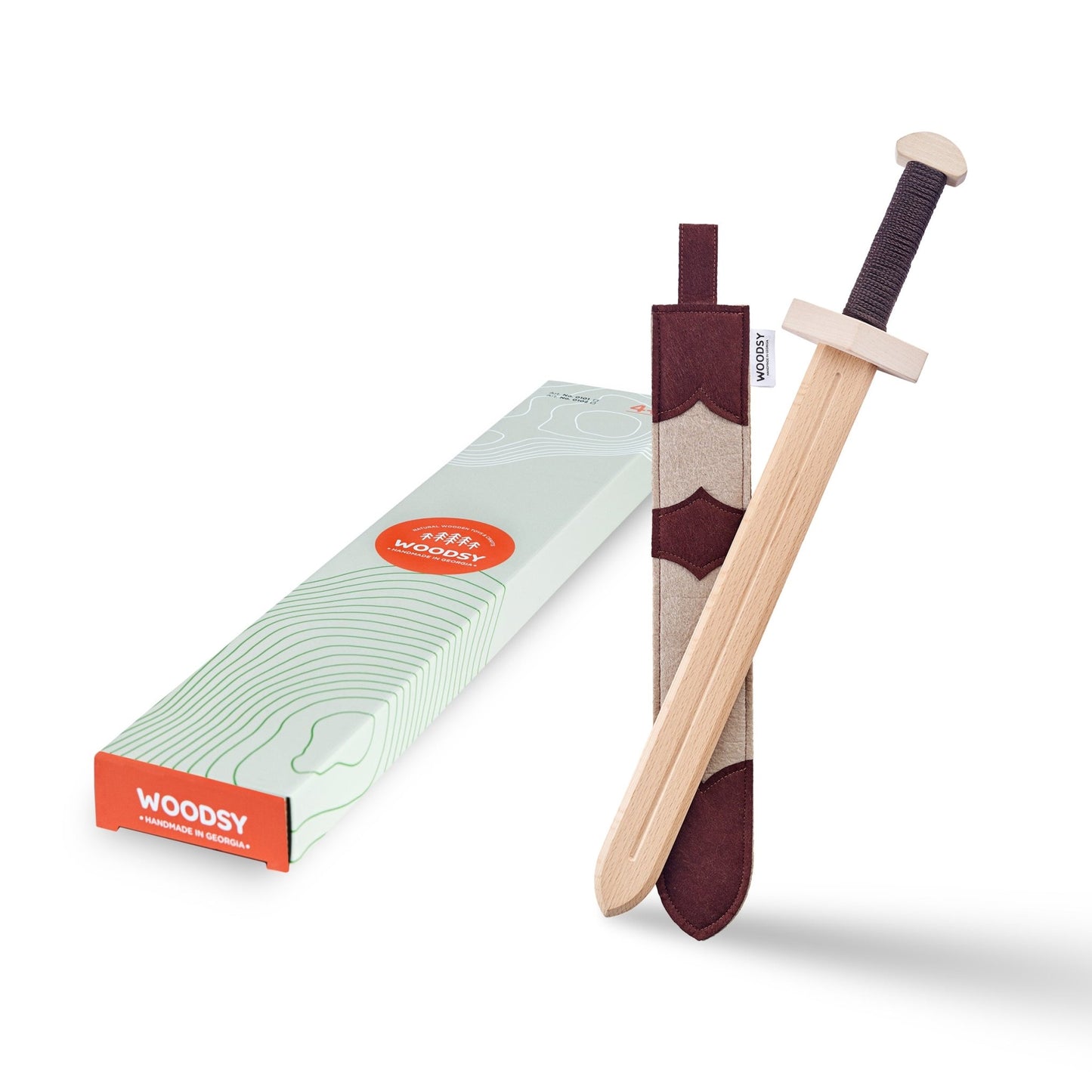 Woodsy Small Double Edged Sword with Felt Sheath - wood, felt Wooden Toys for open-ended play - Title: Default Title
