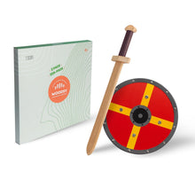 Woodsy Small Double Edged Sword with Round Shield - wood, leather Wooden Toys for open-ended play - Title: Default Title
