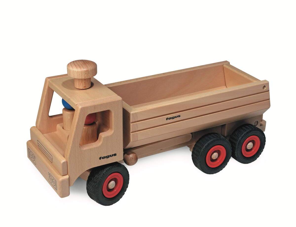 Fagus Wooden Container Tipper Dump Truck (Large 15-3/4") - wood, rubber Vehicles for open-ended play - Title: Default Title