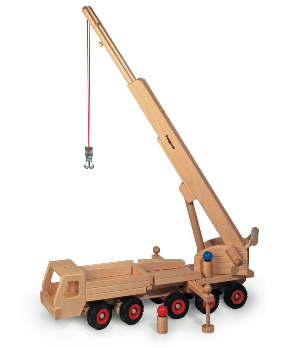 Fagus Wooden Mobile Crane Vehicles blueottertoys